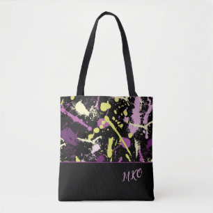 Paarse en gele schildpad tote bag