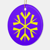 Paarse en gele sneeuwvlokken keramisch ornament (Links)