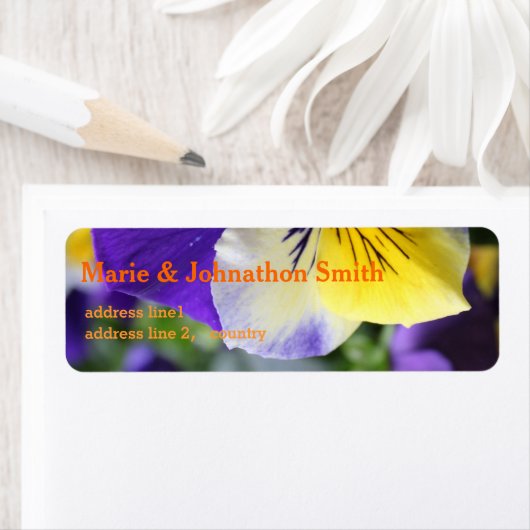  paarse en gele snijbloemen etiket (Insitu)