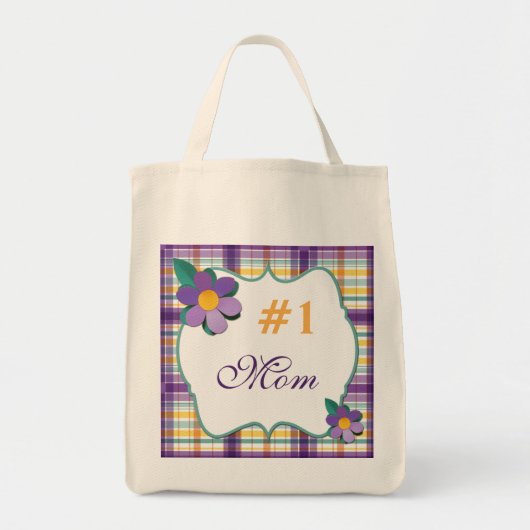 Paarse en gele speldenprik #1 Mam Grocery Canvas t Tote Bag (Voorkant)