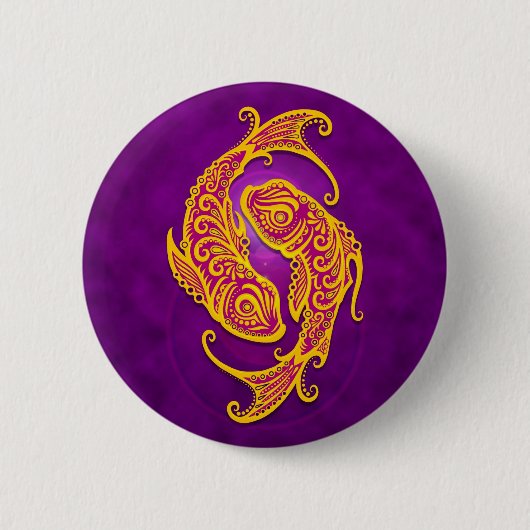 Paarse en gele stamstamstammen ronde button 5,7 cm (Voorkant)