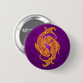 Paarse en gele stamstamstammen ronde button 5,7 cm (Voorkant /achterkant)