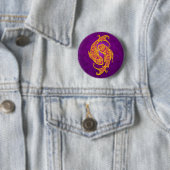 Paarse en gele stamstamstammen ronde button 5,7 cm (In situ)