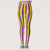 Paarse en gele  strepen leggings (Voorkant)