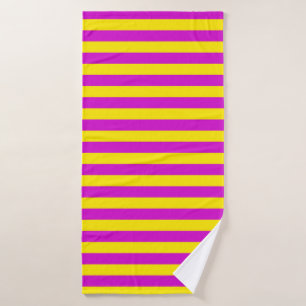 Paarse en gele strepen ontwerp badhanddoek