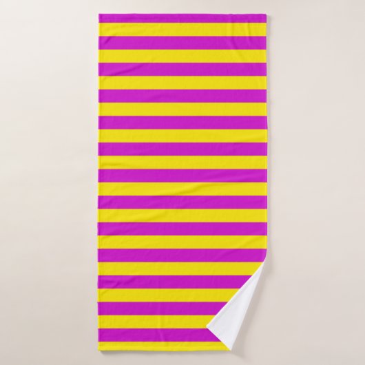Paarse en gele strepen ontwerp badhanddoek (Badhanddoek)