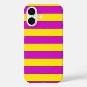 Paarse en gele strepen ontwerp iPhone 16 hoesje