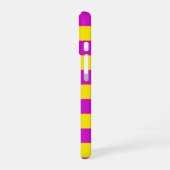 Paarse en gele strepen ontwerp iPhone 16 hoesje (Linkerkant)