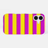 Paarse en gele strepen ontwerp iPhone 16 hoesje (Achterkant horizontaal)