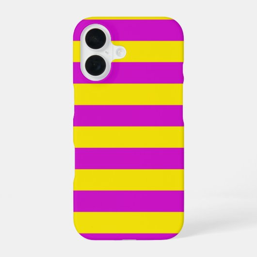 Paarse en gele strepen ontwerp iPhone 16 hoesje (Achterkant)