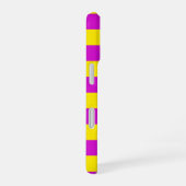Paarse en gele strepen ontwerp iPhone 16 hoesje (Rechterkant)