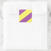 Paarse en gele strepen vierkante sticker (Tas)