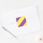 Paarse en gele strepen vierkante sticker (Envelop)