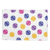 Paarse en gele tennisballen op witte achtergrond kussensloop (Achterkant)