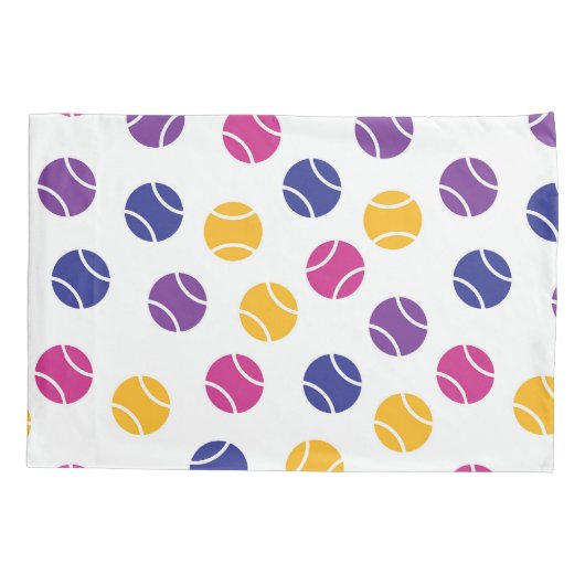 Paarse en gele tennisballen op witte achtergrond kussensloop (Achterkant)