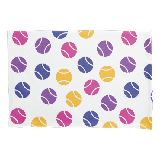 Paarse en gele tennisballen op witte achtergrond kussensloop (Voorkant)