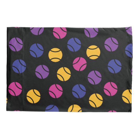 Paarse en gele tennisballen op zwarte achtergrond kussensloop (Achterkant)