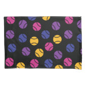 Paarse en gele tennisballen op zwarte achtergrond kussensloop (Voorkant)