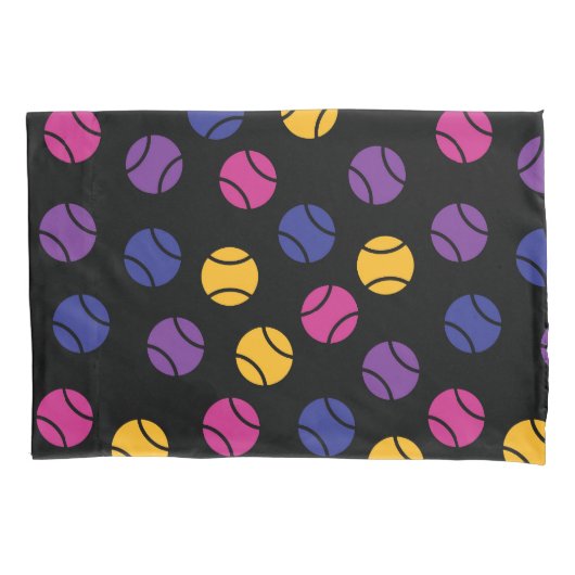 Paarse en gele tennisballen op zwarte achtergrond kussensloop (Voorkant)