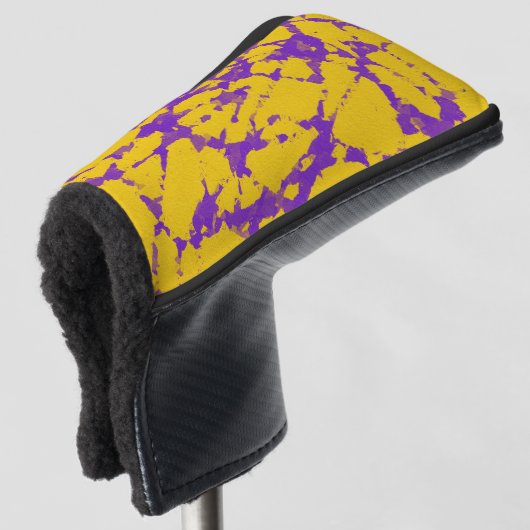 Paarse en gele Tie Dye Golfheadcover (3/4 voorkant)