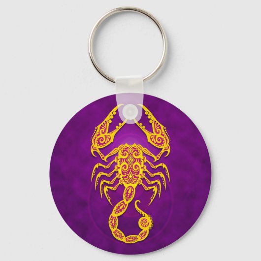 Paarse en gele tribale corpus sleutelhanger (Voorkant)