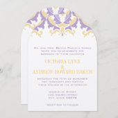 Paarse en gele uitnodiging tot huwelijk (Voorkant / Achterkant)