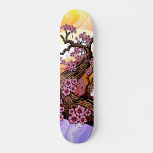 Paarse en Gele Verf Golf Paarse Kersenbloesem Persoonlijk Skateboard