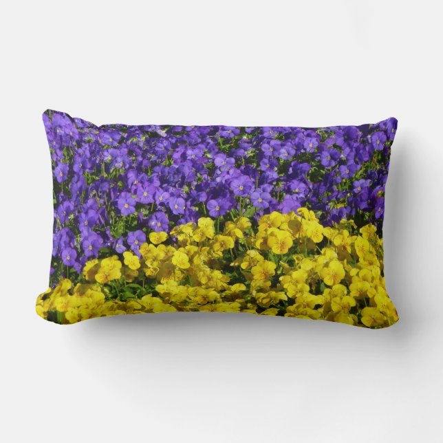 Paarse en Gele Viola's Kleurrijke Bloemen Kussen (Voorkant)