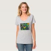 Paarse en gele viooltjes t-shirt (Voorkant volledig)