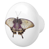 Paarse en gele vlinder met lange achtervleugels keramische knop (Rechts)