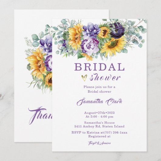 Paarse en Gele Vrijgezellenfeest Kaart (Voorkant / Achterkant)