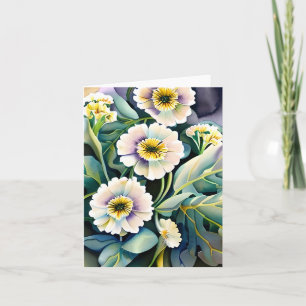 Paarse en gele waterverf bloemen aanpasbaar kaart