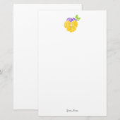 Paarse en gele Waterverf Pansy Briefpapier (Voorkant / Achterkant)