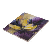 Paarse en gele wervelende Abstracte bloem Tegeltje (Zijkant)