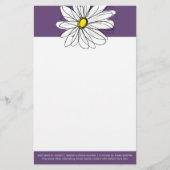 Paarse en gele whimsical Daisy Custom Text Briefpapier (Voorkant)