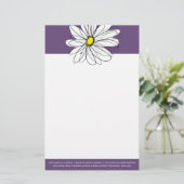 Paarse en gele whimsical Daisy Custom Text Briefpapier (Staand voorkant)