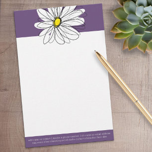 Paarse en gele whimsical Daisy Custom Text Briefpapier