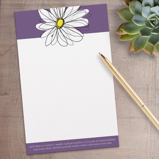 Paarse en gele whimsical Daisy Custom Text Briefpapier