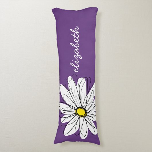 Paarse en gele whimsical Daisy Custom Text Lichaamskussen (Voorkant Verticaal)