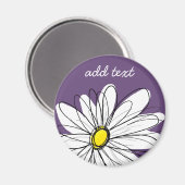 Paarse en gele whimsical Daisy Custom Text Magneet (Voorkant / Achterkant)