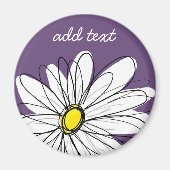 Paarse en gele whimsical Daisy Custom Text Magneet (Voorkant)