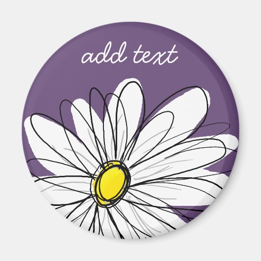 Paarse en gele whimsical Daisy Custom Text Magneet (Voorkant)