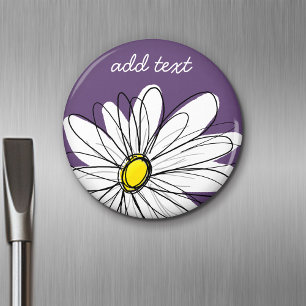 Paarse en gele whimsical Daisy Custom Text Magneet
