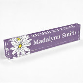 Paarse en gele whimsical Daisy Custom Text Naambordje