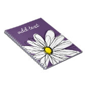 Paarse en gele whimsical Daisy Custom Text Notitieboek (Rechterzijde)