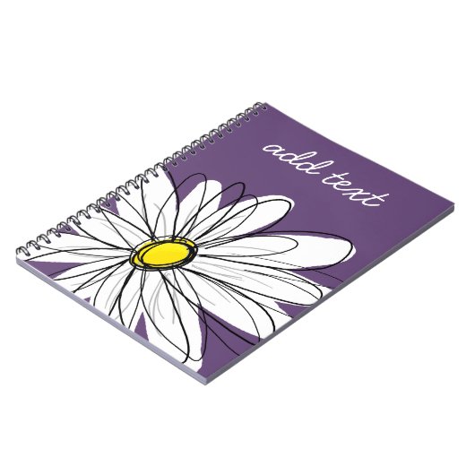 Paarse en gele whimsical Daisy Custom Text Notitieboek (Linkerzijde)