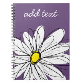 Paarse en gele whimsical Daisy Custom Text Notitieboek (Voorkant)