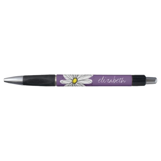 Paarse en gele whimsical Daisy Custom Text Pen (Voorkant)