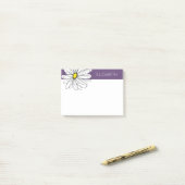 Paarse en gele whimsical Daisy Custom Text Post-it® Notes (Op bureau)