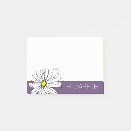 Paarse en gele whimsical Daisy Custom Text Post-it® Notes (Voorkant)